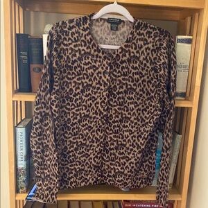 Lord & Taylor 100% Merino Wool Leopard Print Sweater XL